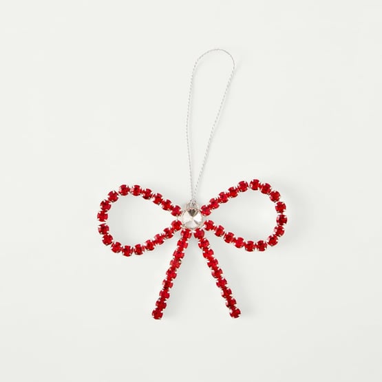 Crystal Jewel Red & Silver Bow Decoration