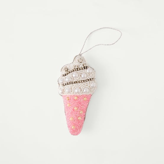Embroidered Pink Ice Cream Cone Decoration
