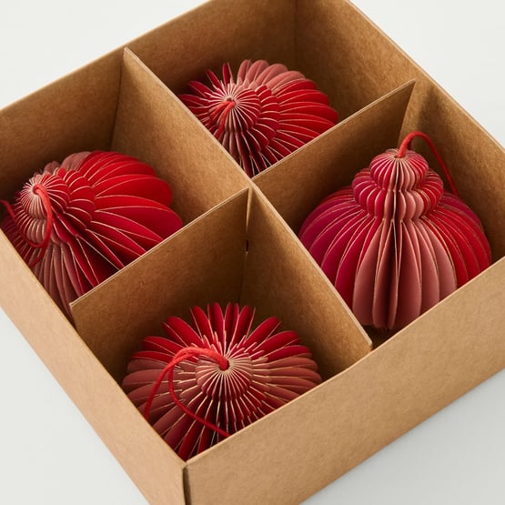 Honeycomb Red & Pink Onion Paper Decoration Set of 4