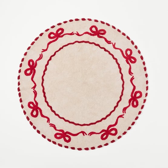 Bow Red & Natural Round Rug
