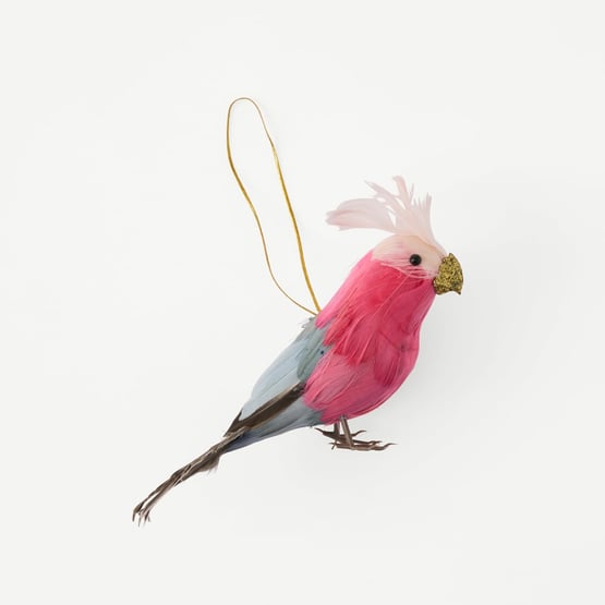 Christmas Flock Pink & Grey Galah Decoration