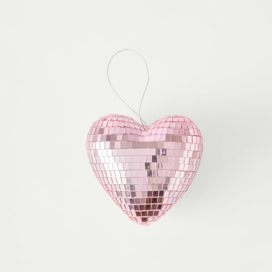 Pink Heart Disco Sequins Decoration
