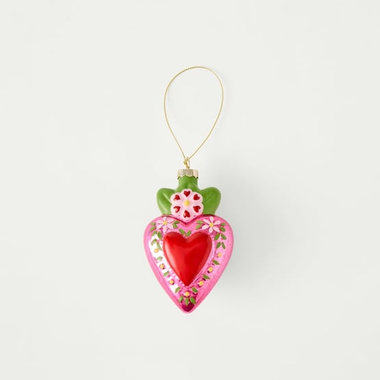 Pink Sacred Heart Glass Icon Decoration