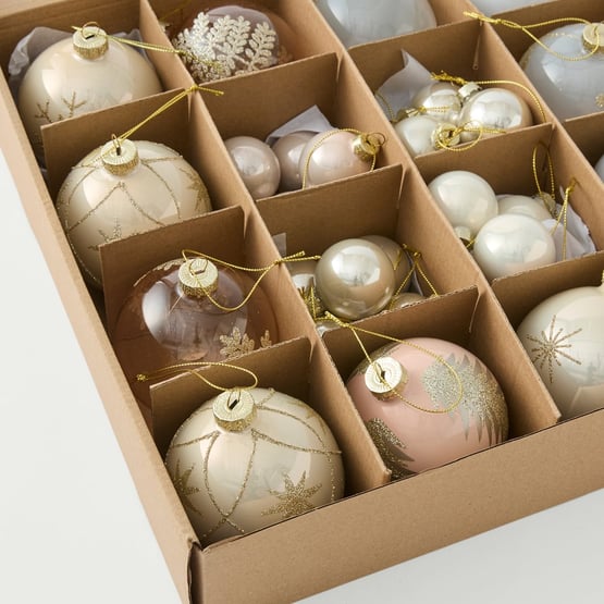 Glitter Bauble Set of 28