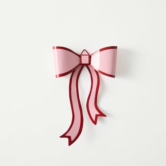 Festive Pink & Red Bow Tin Decoration