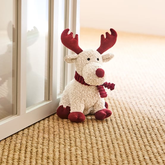 White & Red Christmas Dog Door Stop