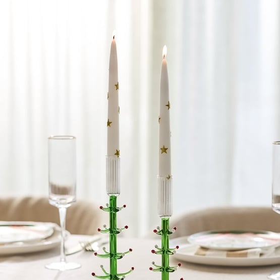 Gold Stars Taper Candle Pack of 3