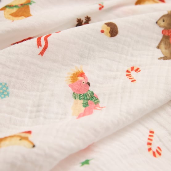 Baby Festive Animals White Swaddle Pack of 2