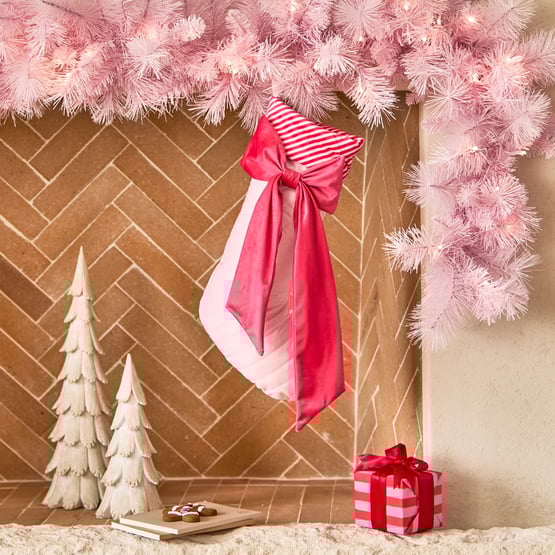 Pink Velvet Bow Stocking