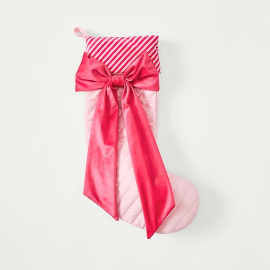 Pink Velvet Bow Stocking