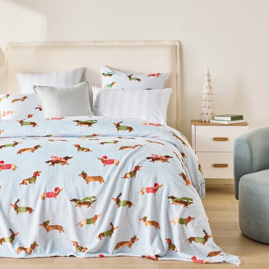Festive Dashing Dachshund Fleece Blanket