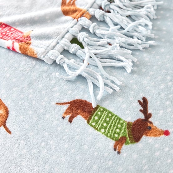 Festive Dashing Dachshund Fleece Blanket