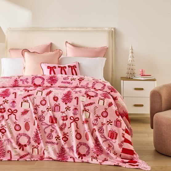 Festive Vintage Christmas Fleece Blanket