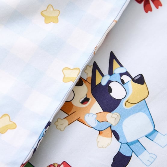 BBC Bluey Christmas Blue Cot Quilt Cover Set