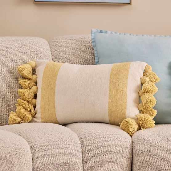 Garden House Pastel Yellow Stripe Cushion