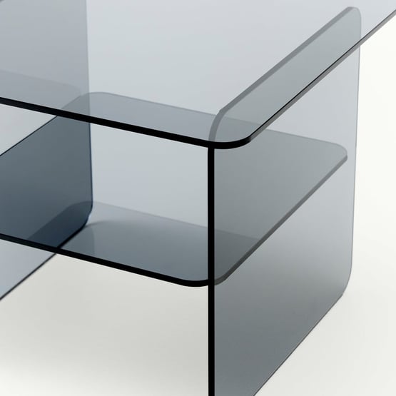 Prism Smokey Grey Tinted Glass Side Table