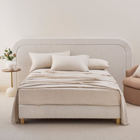 Memphis Cream Boucle Bed Base