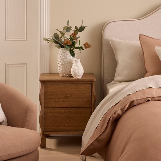 Auburn Walnut 2 Drawer Bedside Table