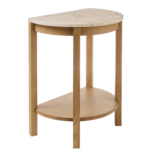 Norbury Faux Travertine & Natural Bedside Table