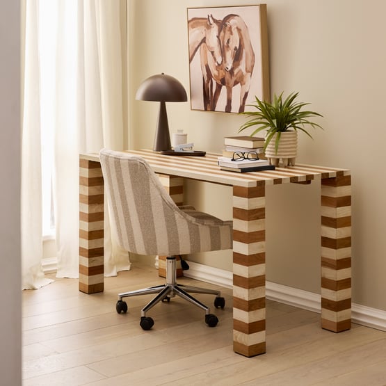 Enzo Natural & Walnut Stripe Desk