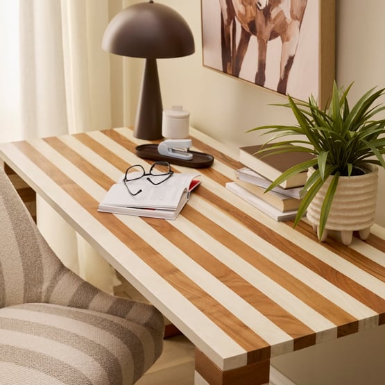 Enzo Natural & Walnut Stripe Desk