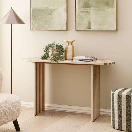 Enzo Natural & Walnut Stripe Console