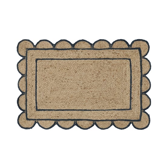 Jute & Navy Scalloped Indoor Mat