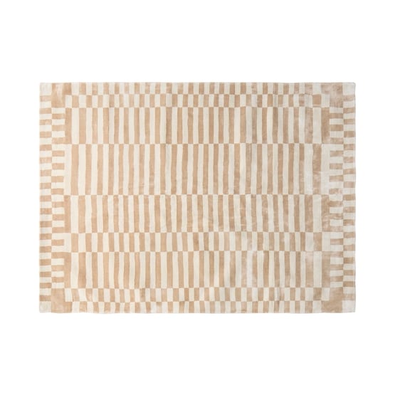 Catania Beige & Cream Viscose Check Rug