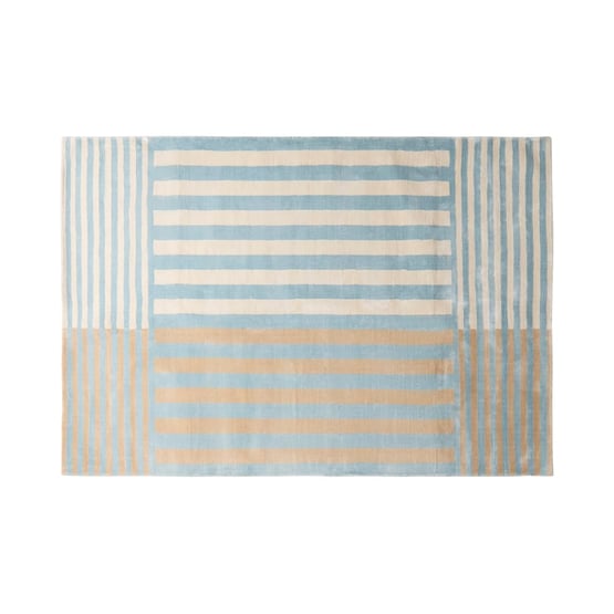Barwon Blue & Beige Viscose Stripe Rug