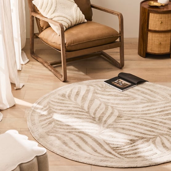 Natures Resort Natural & White Round Rug
