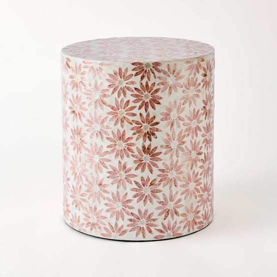 Capiz Petal Pink & White Side Table