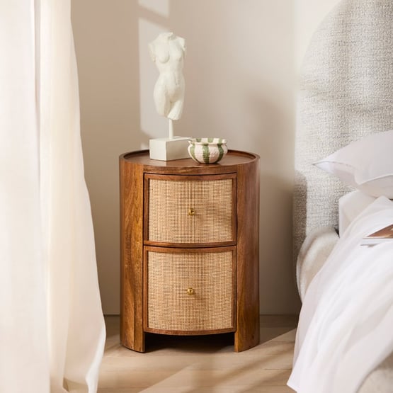 Briar Walnut 2 Drawer Bedside Table