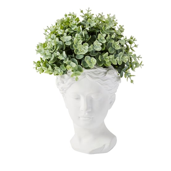 White & Green Melia Potted Head Sculpture