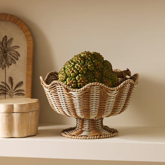 Marloe Taupe & White Pedestal Bowl