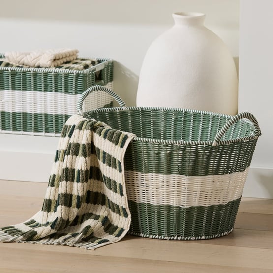 Eden Green & White Wash Basket