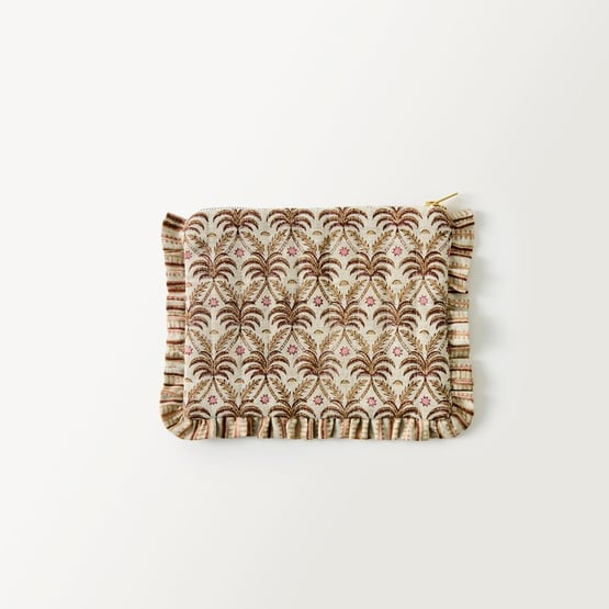 Woodblock Sunlit Palm Glam Bag