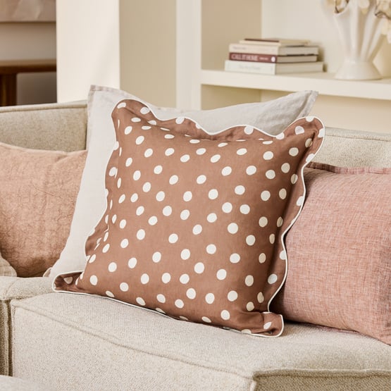 Emia Mocha & Whisper White Polka Dot Cushion