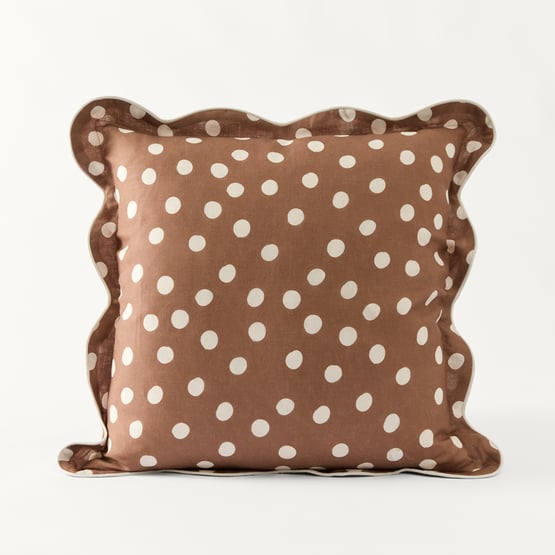 Emia Mocha & Whisper White Polka Dot Cushion