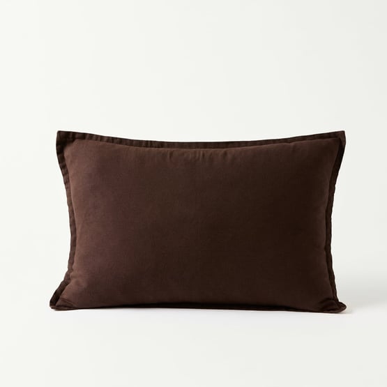 Belgian Chocolate Vintage Washed Linen Long Cushion