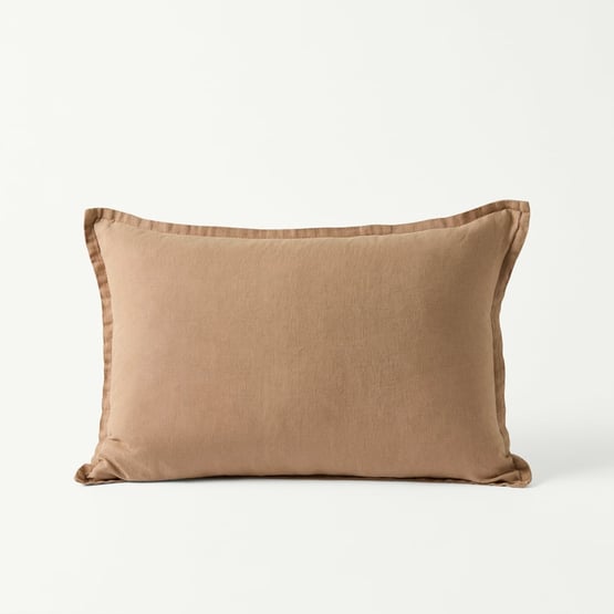 Belgian Hazelnut Vintage Washed Linen Long Cushion