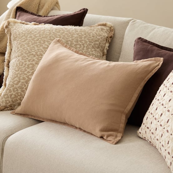 Belgian Hazelnut Vintage Washed Linen Long Cushion