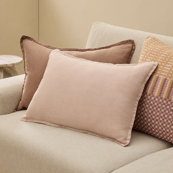 Belgian Nude Pink Vintage Washed Linen Long Cushion