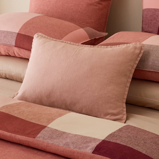 Belgian Vintage Washed Linen Pink Glow Long Cushion