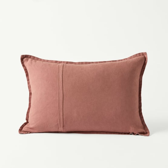 Belgian Rosewood Vintage Washed Linen Long Cushion