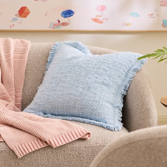 Leiden Cashmere Blue Boucle Cushion