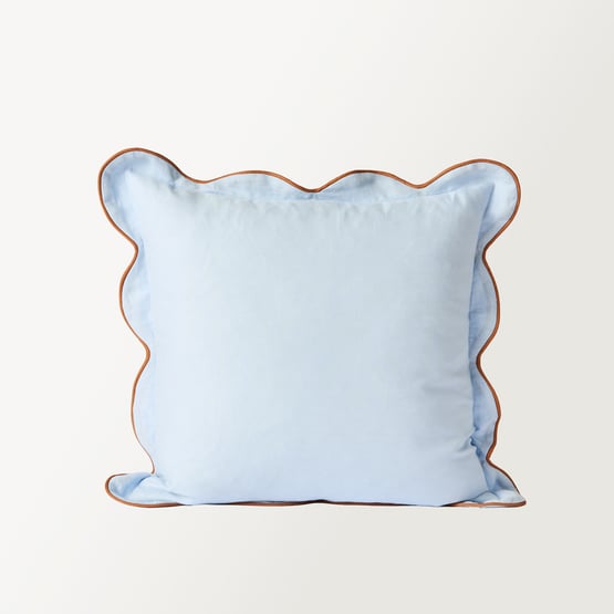 Emia Blue & Brown Linen Cushion