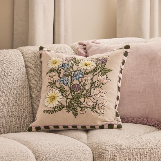 Millie Bouquet Natural & Green Cushion