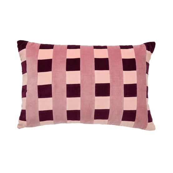 Charlie Pink Check Velvet Cushion