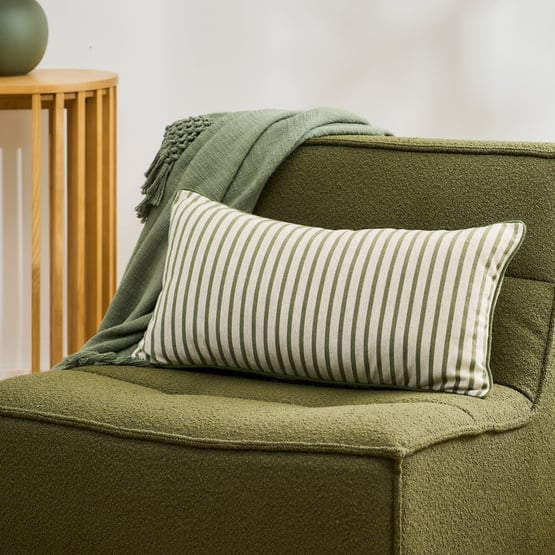 Tommy Natural & Green Stripe Bolster Cushion