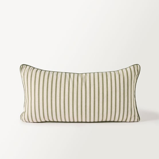Tommy Natural & Green Stripe Bolster Cushion